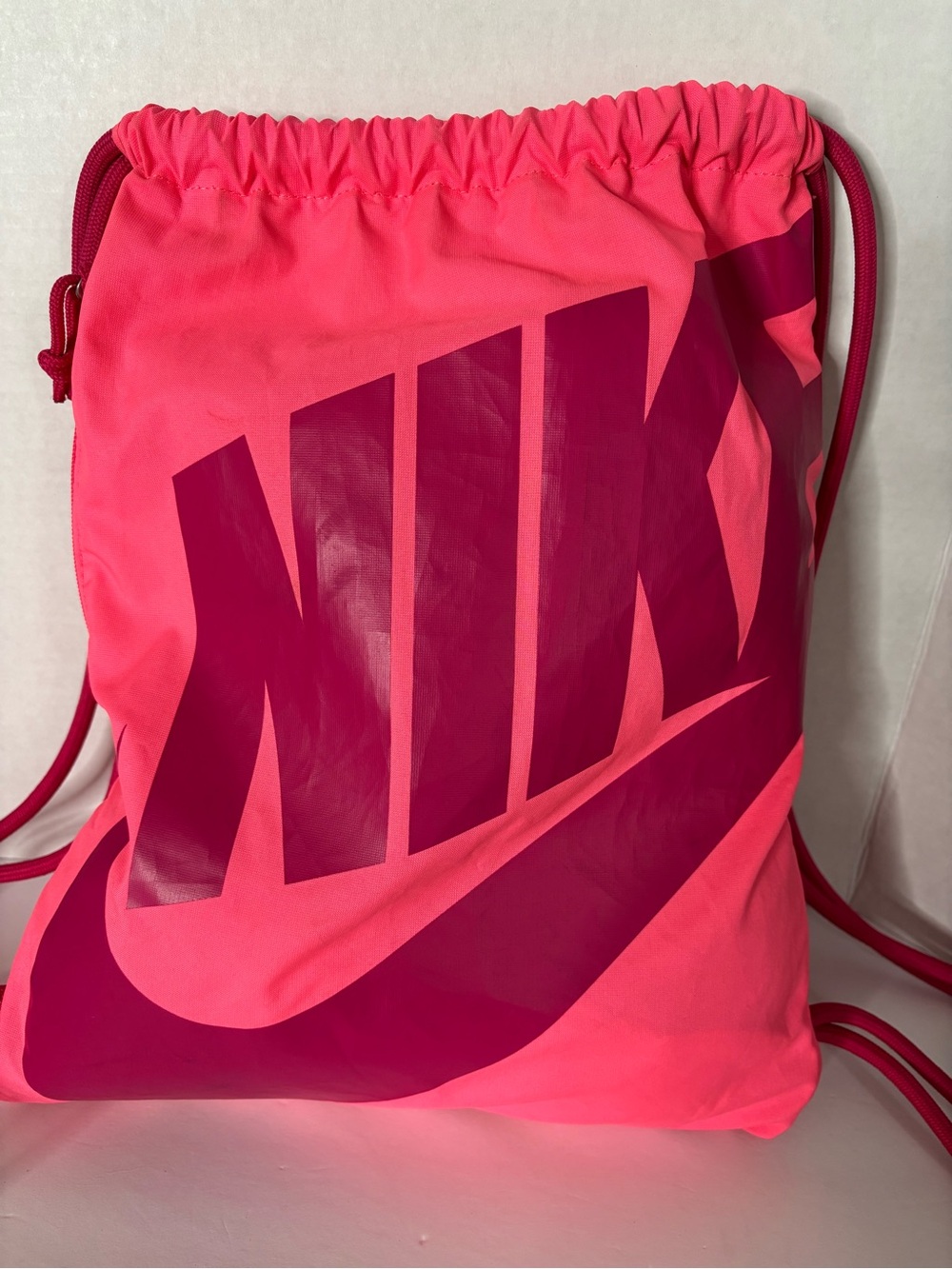 Nike Pink Drawstring Gym Sack with Dark Pink Logo
